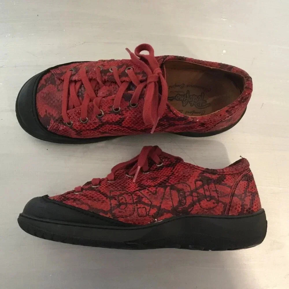 Portofino Comfort Shoes Womens  Pattern Leather Sneakers Red SZ 38 EUR